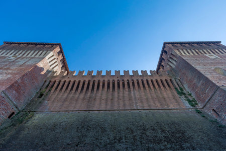 Soncino, Italy - 2021, June 13: exterior view of Castello Visconteo in Soncino, ITaly. No people are...