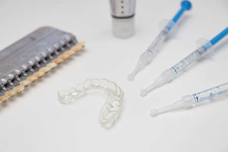 Close up detail of dentist work tools, no people are visible.の写真素材