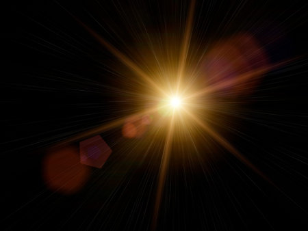 Optical lens flare on black background.