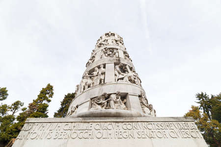 Milan, Italy - December 4, 2021: street view of the graves in Cimitero Monumentale in Milano. No people are visible.のeditorial素材