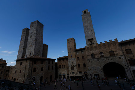 View of the medieval towers of San Gimignanoの写真素材