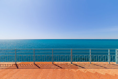 Nervi, Italy - April 10, 2022: seaside landscape on the Passeggiata di Nervi, Genova, during a sunny day.の写真素材