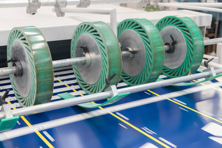 Close-up of a rollers on a conveyor belt.の写真素材