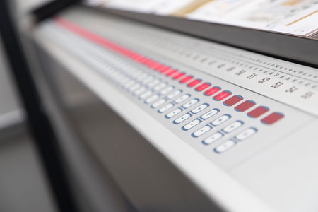 Close-up of an electronic control panel. Electronic control panel.の写真素材