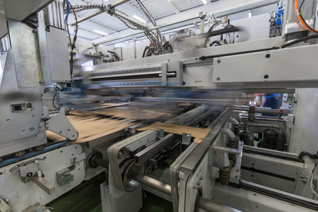 CNC automatic woodworking machine in a factory. CNC automatic woodworking machine.の写真素材