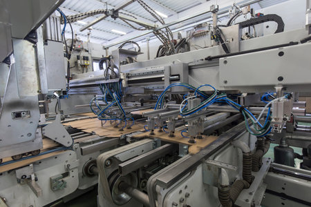 Industrial equipment in a factory for the production of metal products.