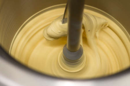 Close-up of process of making vanilla ice cream.の写真素材