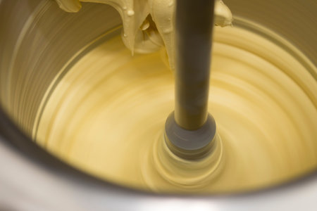 Close-up of the process of making a cake in a pastry shop
