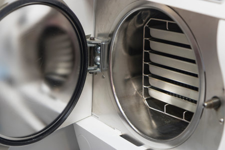 Close-up of a modern washing machine in a laundry room.
