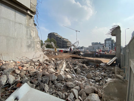 Demolition of a building in Kiev, Ukraineの写真素材