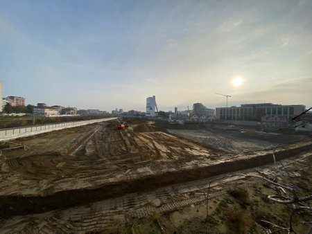 Road construction site in Kuala Lumpur, Malaysia.の写真素材
