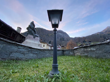 Lantern in the village of Bled, Slovenia, Europeの写真素材