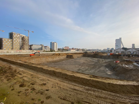construction of a new road in the city, Moscow, Russiaの写真素材