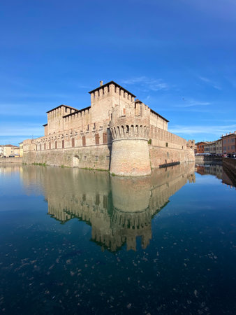 Panoramic view of the Castello Scaligero in Italyの写真素材