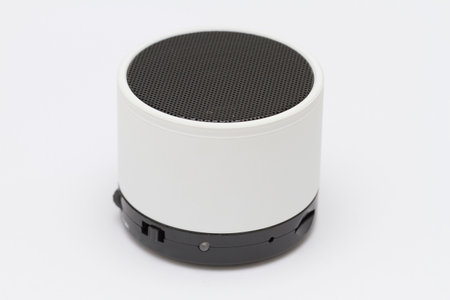 White speaker on a white background. Shallow depth of field.の写真素材