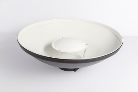 Empty ceramic bowl isolated on white background. Top view. Copy space.の写真素材