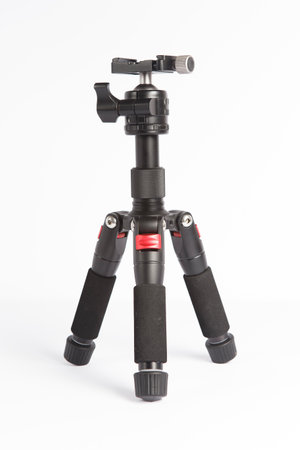 Tripod isolated on white background with clipping path and full depth of fieldの写真素材