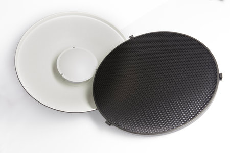 Stainless steel grill on a white background, top view.の写真素材