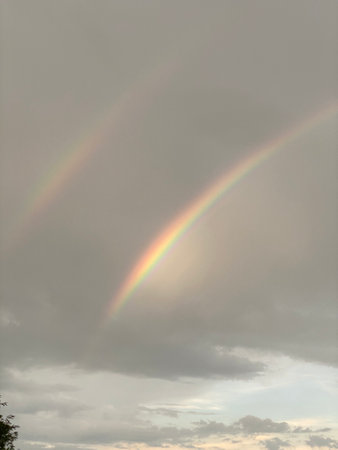 rainbow in the sky, beautiful rainbow in the sky, nature seriesの写真素材