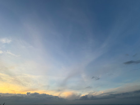 Cloudscape, Colored Clouds at Sunset near the Ocean, Backgroundの写真素材