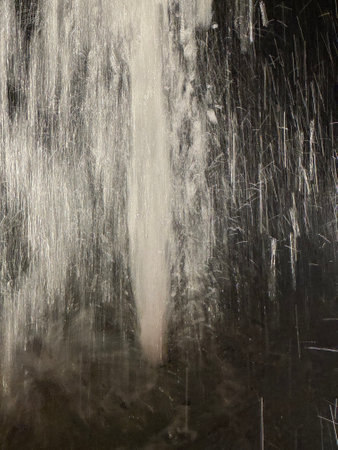 Fountain in the rain, close-up of photo, backgroundの写真素材