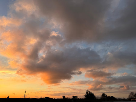 Cloudscape, Colored Clouds at Sunsetの写真素材