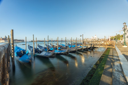 Grand Canal with gondolas in Venice, Italyの写真素材