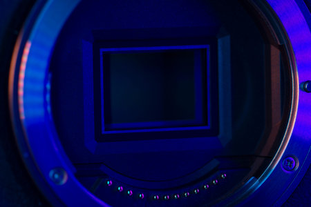 Close up on a modern mirrorless camera sensor.