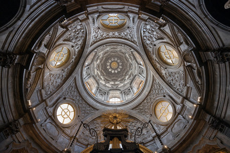 Torino, Italy - July 26, 2024: looking up at the architecture of Holy Shroud Chapel, Cappella della Sindone in Turin.の写真素材
