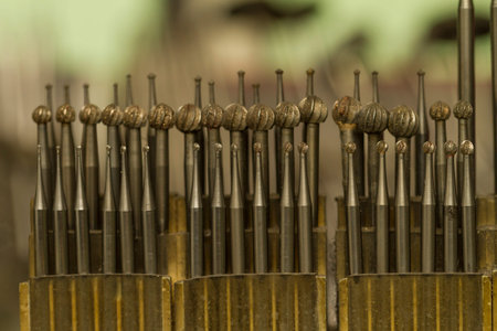 Close up macro shot of goldsmith's tools.