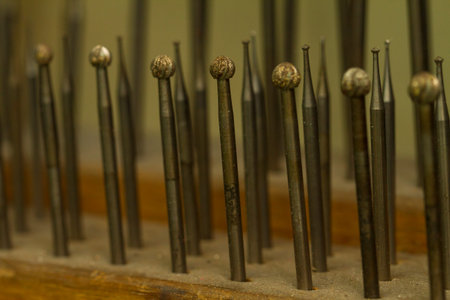 Close up macro shot of goldsmith's tools.