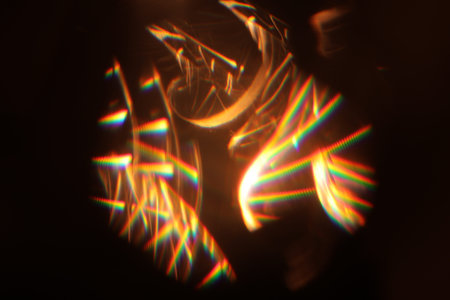 Bright light leak on black background.