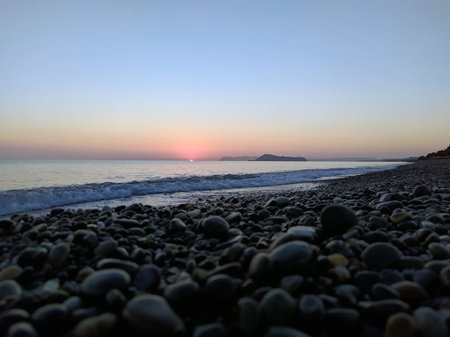 beach on a warm morningの写真素材
