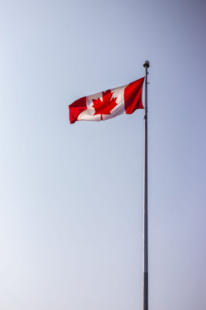 Canadian Flag Waving, National Symbol of Canadaの写真素材