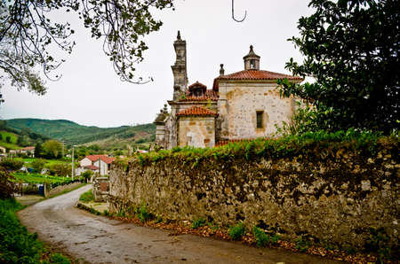 Ancient church in a rural setting Gives cloudyの写真素材