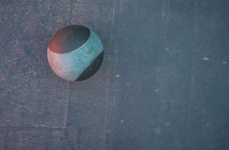 crossfit ball on the groundの写真素材