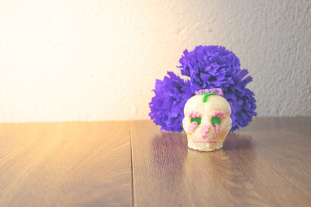 decoration of sugar skulls for the day of the dead, mexican party