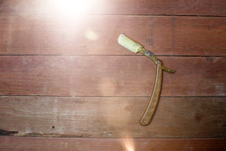 classic razor for shaving on boards. male personal care conceptの写真素材
