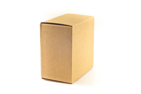 Closed paper box lying on white background,isolated