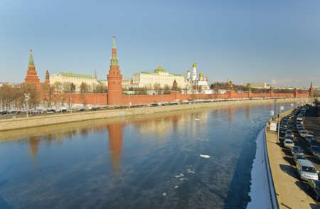 Kind to the Moscow Kremlin and Moskva River in winter day  Russiaの写真素材