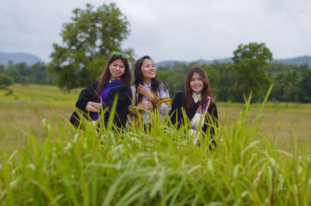 Portrait of Asian female graduate in Thailandの写真素材