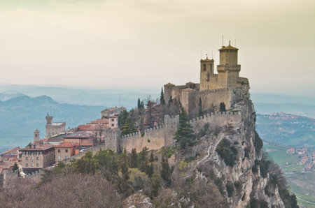 Castle of San Marino on the hillのeditorial素材