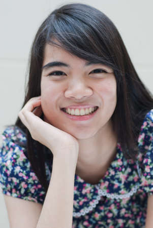 Happy laughing woman portraitの写真素材