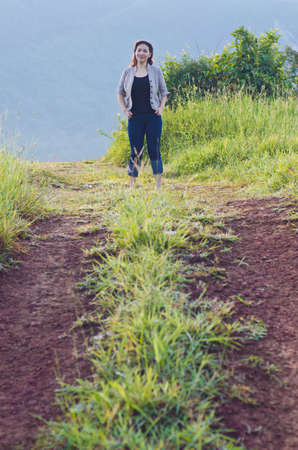 Pretty woman enjoying natureの写真素材