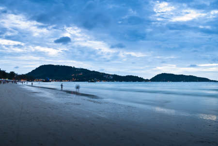 sunset at the Patong beach, Phuket, Thailandの写真素材
