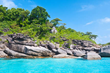 Turquoise water of Andaman Sea at Similan islands, Thailandの写真素材
