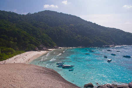 Top view of Similan island Thailand, Turquoise water of Andaman Sea.の写真素材
