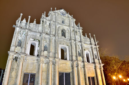 Saint Paul church in Macau at night