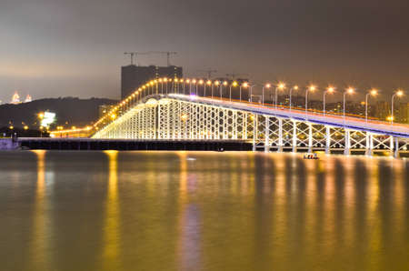 The night scenery of bridge in Macauの写真素材
