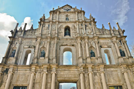 ruin of St.Paul church, macau, chinaの写真素材